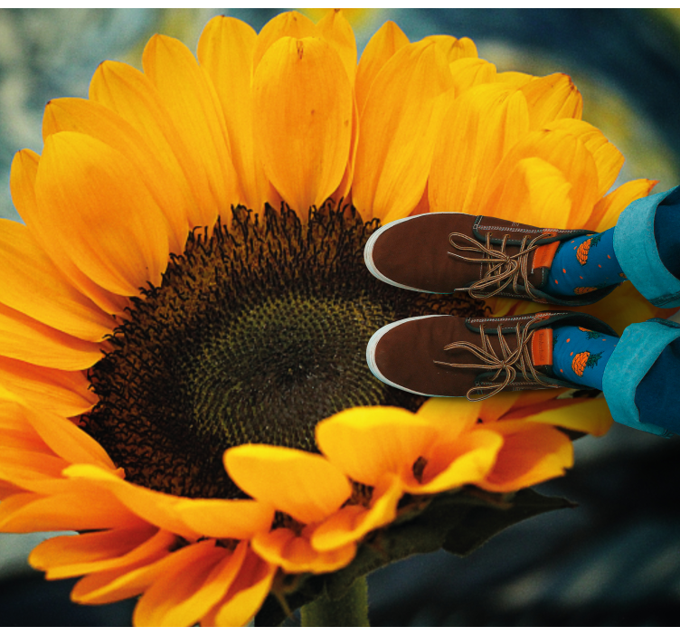 Alfombra vinílica flores girasol floreciendo brillantemente - TenVinilo