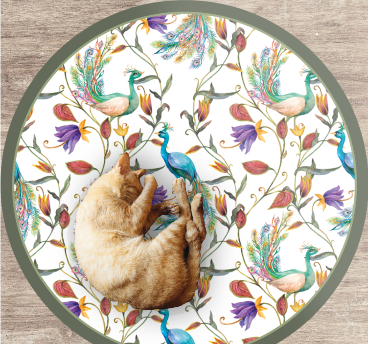 Alfombra vinílica flores hermosas de pavo real - TenVinilo