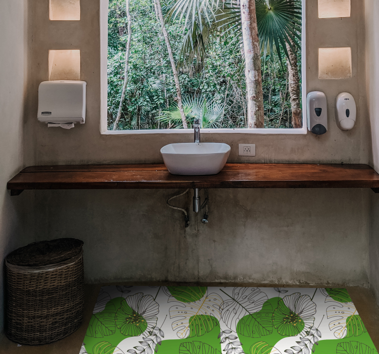 Alfombra vinílica flores monstruo tropical - TenVinilo