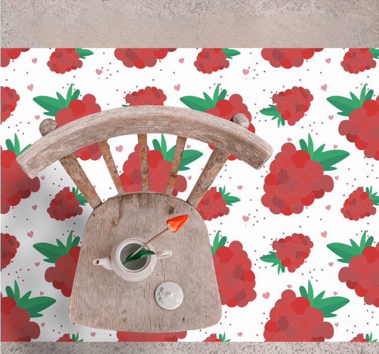 Alfombra vinílica flores patrón de bayas vibrantes - TenVinilo