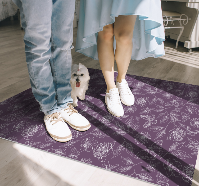 Alfombra vinílica flores simetría floral - TenVinilo