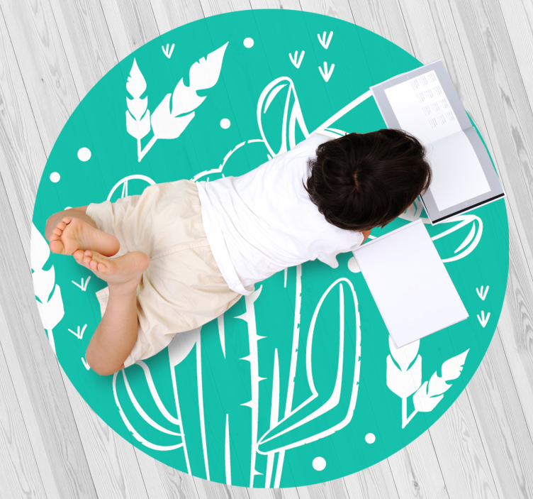 Alfombra vinílica flores tema de cactus botánico - TenVinilo