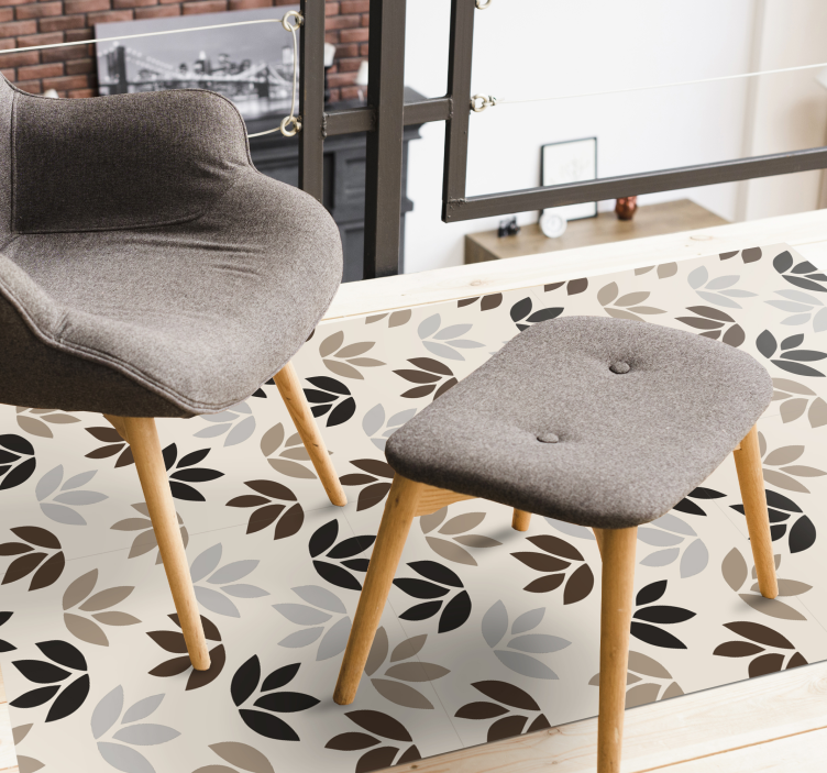 Alfombra vinílica flores tema de patrón floral - TenVinilo