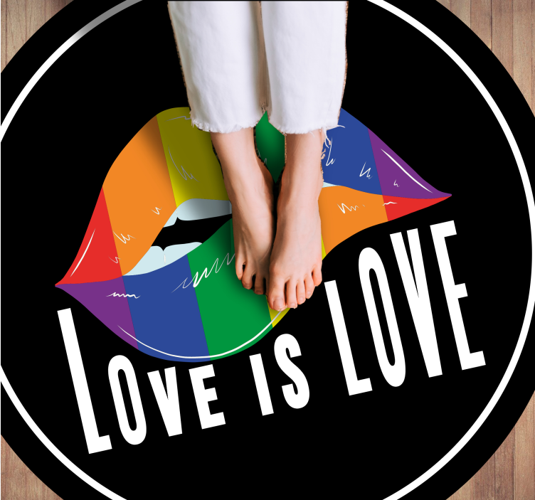 Alfombra vinílica frase motivo de labios colorido - TenVinilo