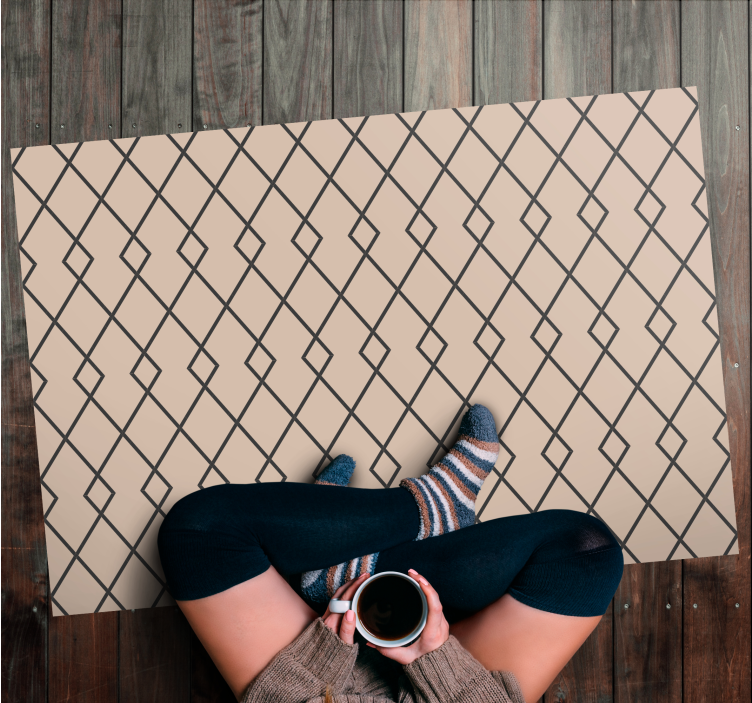 Alfombra vinílica geométrica elegante motivo de diamante - TenVinilo