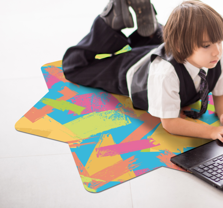 Alfombra vinílica geométrica formas abstractas coloridas - TenVinilo