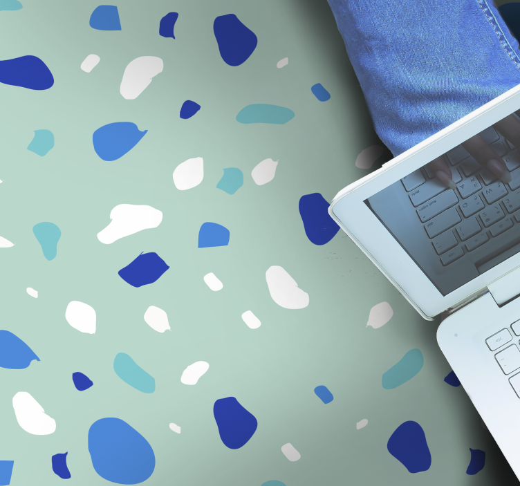 Alfombra vinílica imitación terrazo azul - TenVinilo