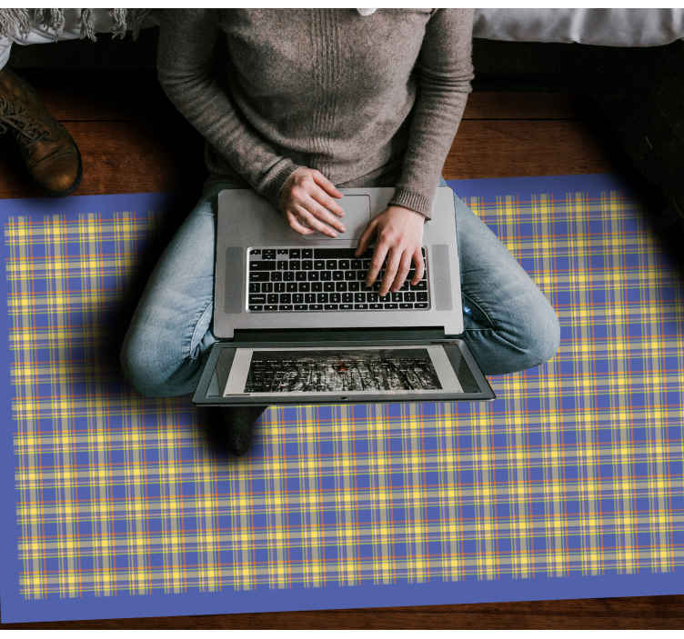 Alfombra vinílica rayas cuadro amarillo - TenVinilo