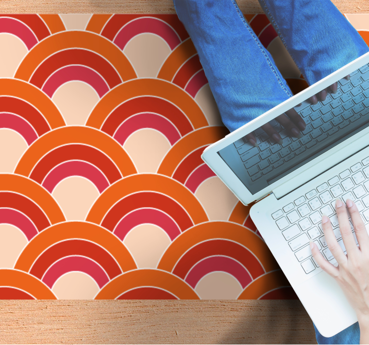 Alfombra vinílica geométrica patrones arqueados coloridos - TenVinilo