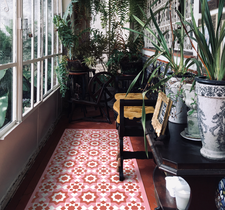 Alfombra vinílica hidráulica diseño de mosaicos - TenVinilo