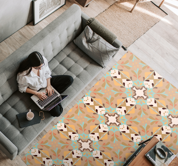 Alfombra vinílica hidráulica estallido de mosaico - TenVinilo