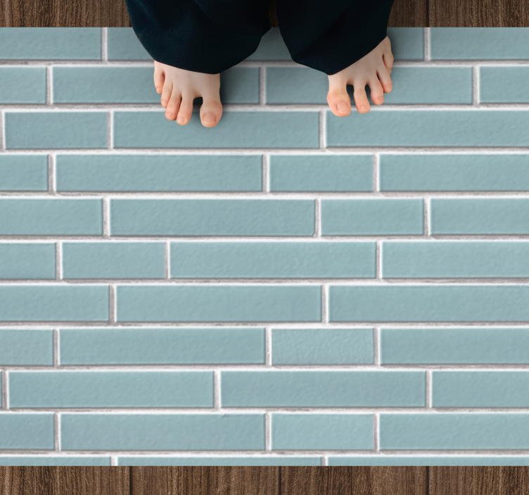 Alfombra vinílica baño motivo de ladrillo azul - TenVinilo