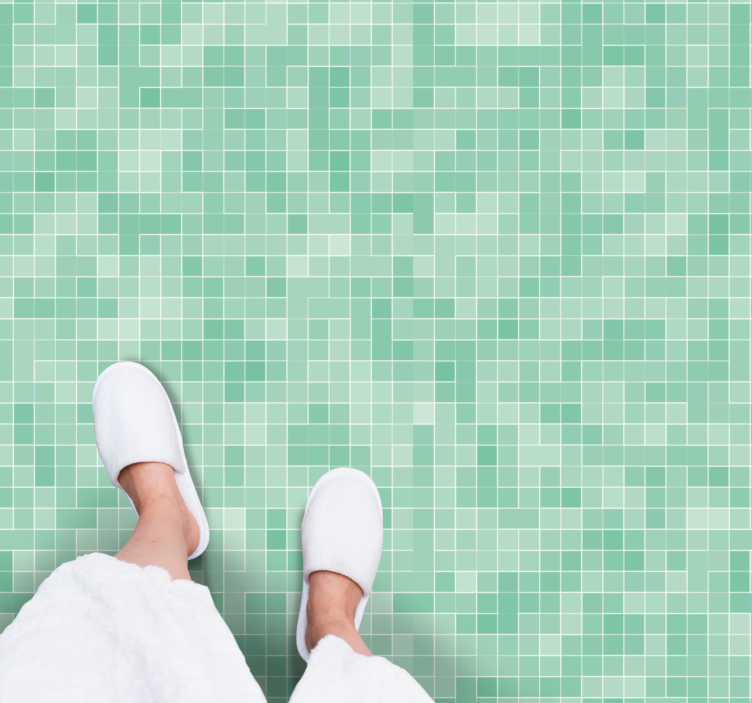 Alfombra vinílica hidráulica patrón de mosaico de menta - TenVinilo