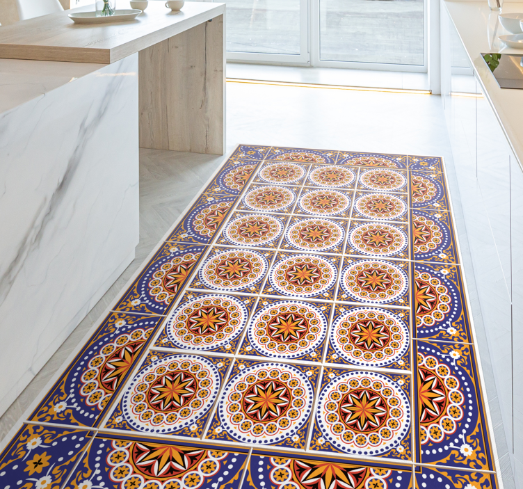 Alfombra vinílica hidráulica patrón de mosaico mandala - TenVinilo