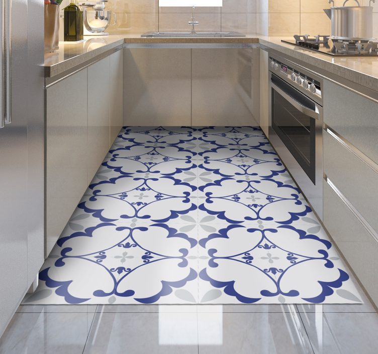 Alfombra vinílica hidráulica patrón simétrico adornado - TenVinilo