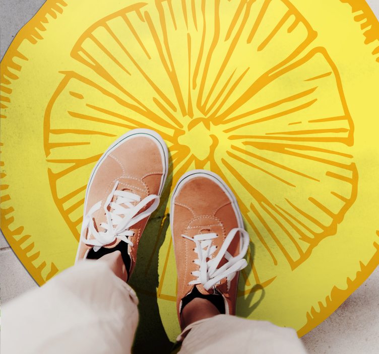 Alfombra vinílica cocina rodaja de cítrico amarillo - TenVinilo