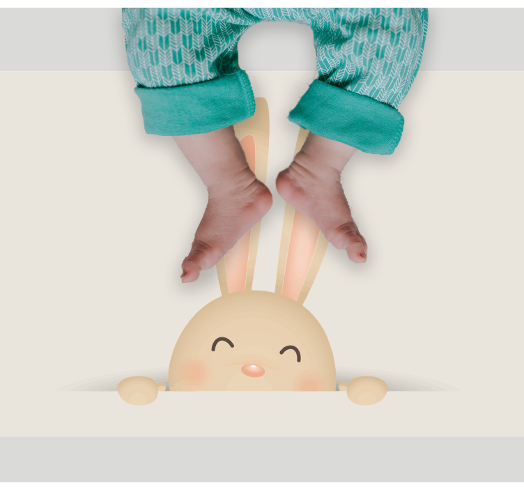 Alfombra vinílica infantil cara de conejito feliz - TenVinilo