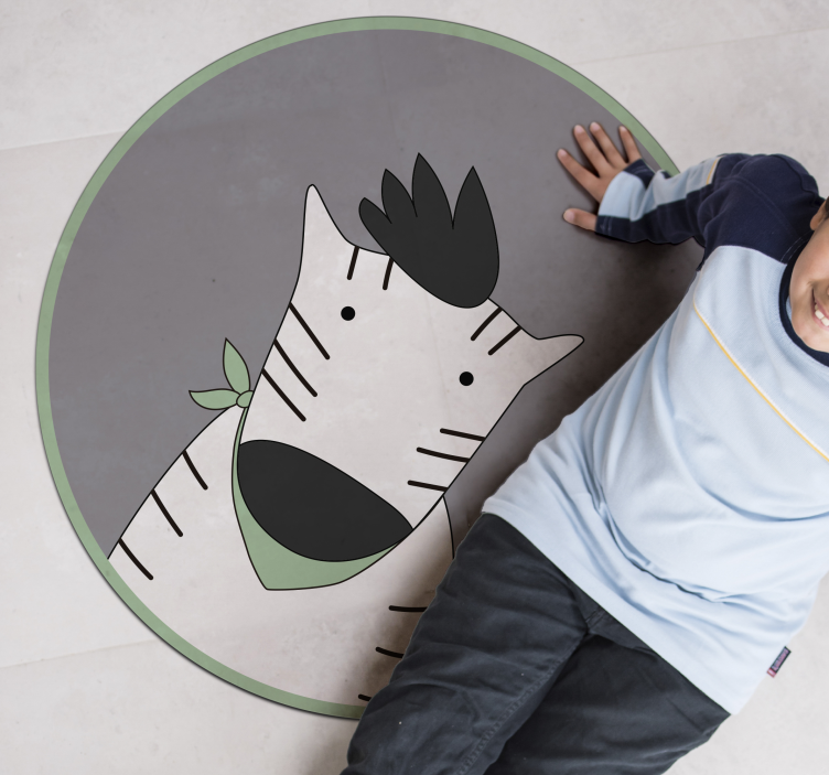 Alfombra vinílica infantil cebra alegre - TenVinilo