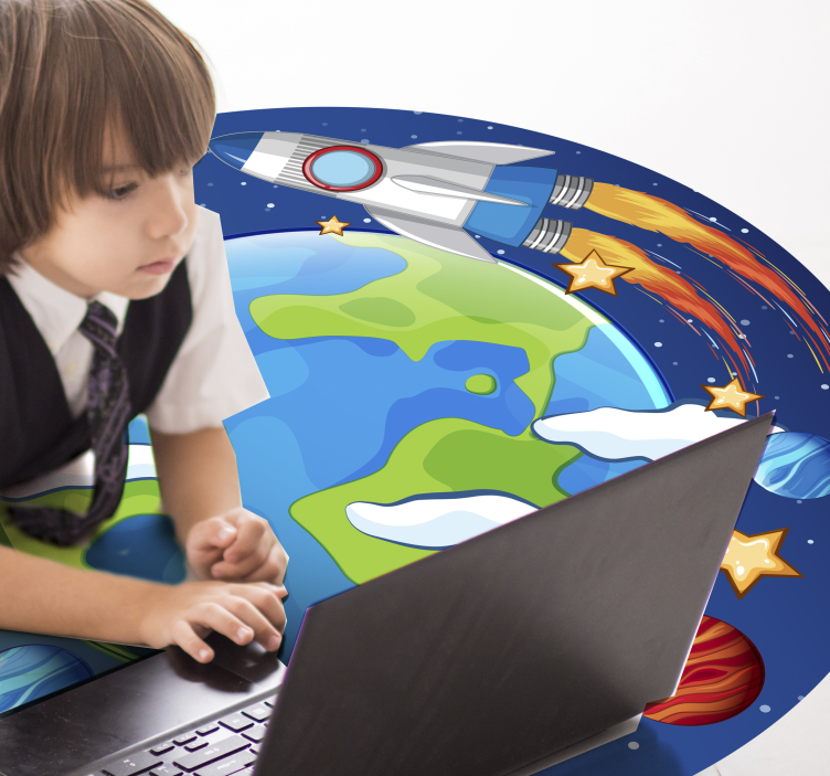 Alfombra vinílica infantil órbita planetaria - TenVinilo