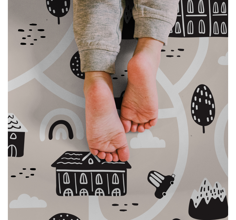 Alfombra vinílica infantil patrón de carretera de la ciudad - TenVinilo