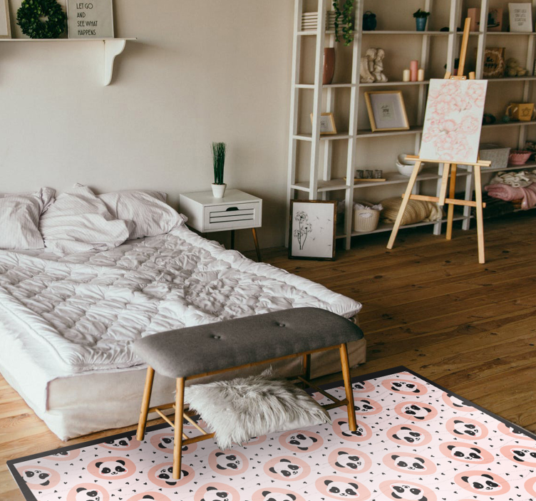 Alfombra vinílica animales caras de panda bebé - TenVinilo