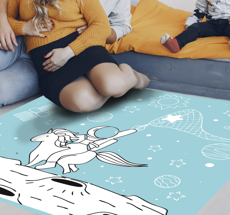 Alfombra vinílica juegos motivo de aventura espacial - TenVinilo