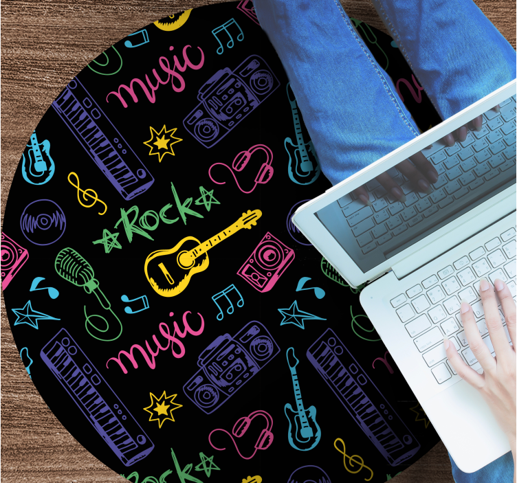 Alfombra vinílica juvenil patrón de iconos musicales - TenVinilo