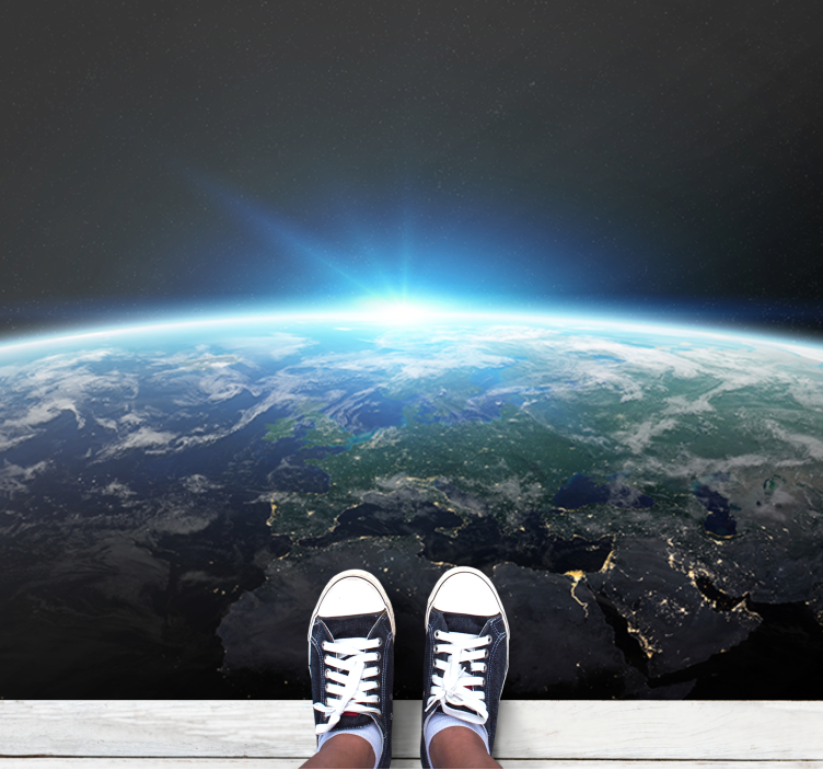 Alfombra vinílica juvenil horizonte brillante de la tierra - TenVinilo