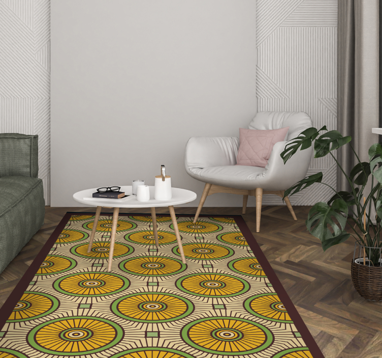 Alfombra vinílica salón patrón de resplandor circular - TenVinilo