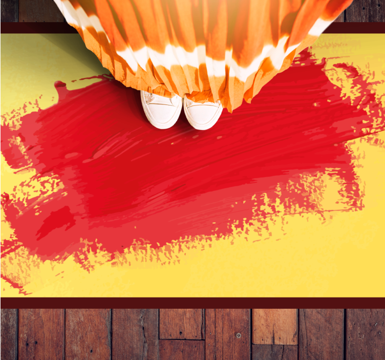 Alfombra vinílica moderna pinceladas vibrantes - TenVinilo