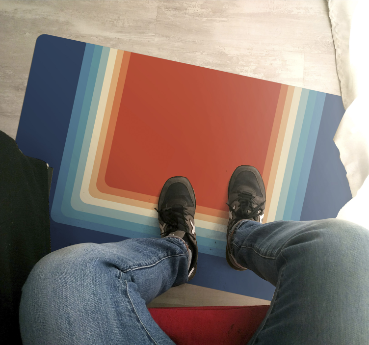 Alfombra vinílica moderna rayas vibrantes en capas - TenVinilo