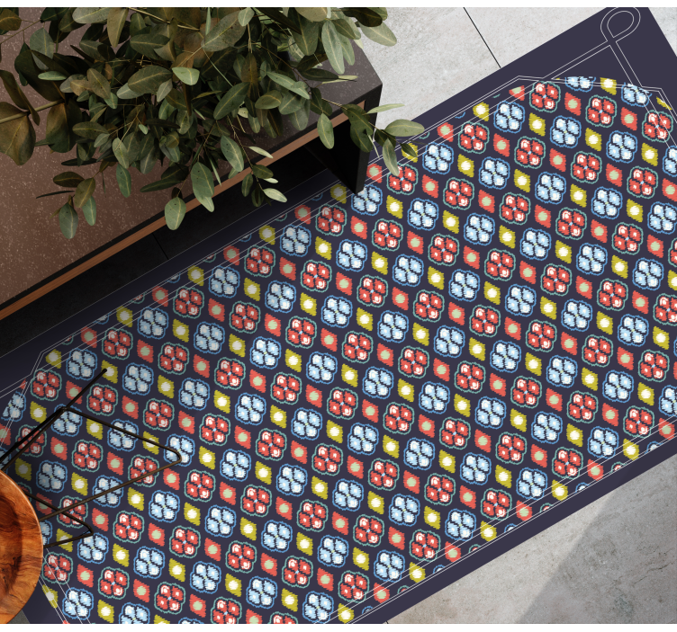 Alfombra vinílica recibidor composición de mosaico colorido - TenVinilo