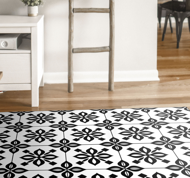 Alfombra vinílica salón mosaico blanco y negro - TenVinilo