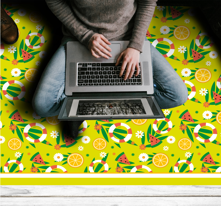 Alfombra vinílica mosaico patrones cítricos brillantes - TenVinilo