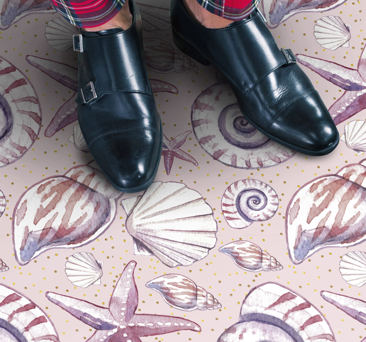 Alfombra vinílica naturaleza conchas y celestiales - TenVinilo