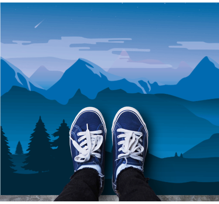 Alfombra vinílica naturaleza escena con vista a la montaña - TenVinilo