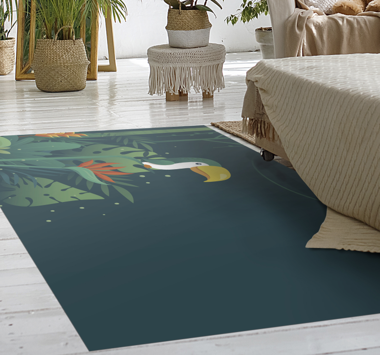 Alfombra vinílica naturaleza escena de tucán tropical - TenVinilo