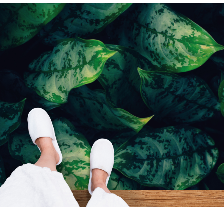 Alfombra vinílica naturaleza hojas verdes vibrantes - TenVinilo