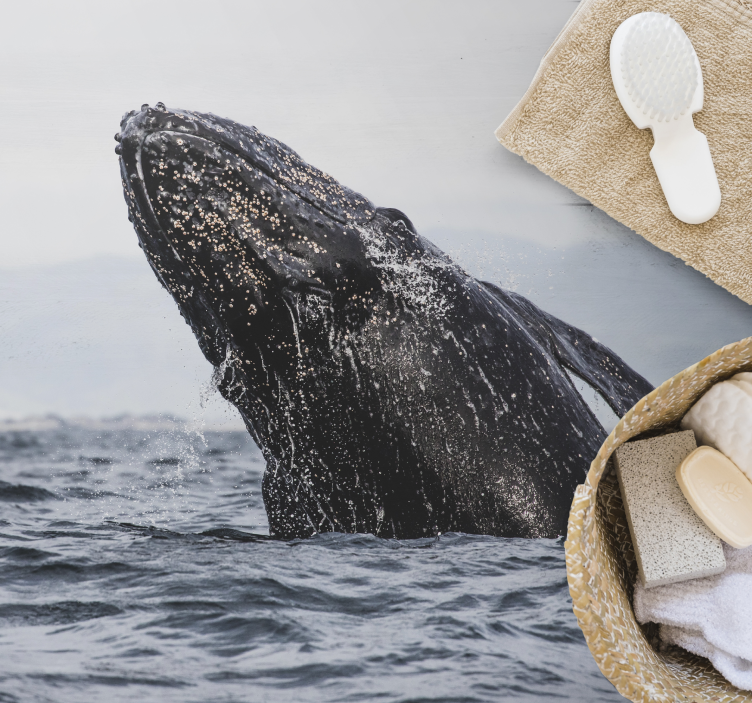 Alfombra vinílica naturaleza majestuoso salto de ballena - TenVinilo