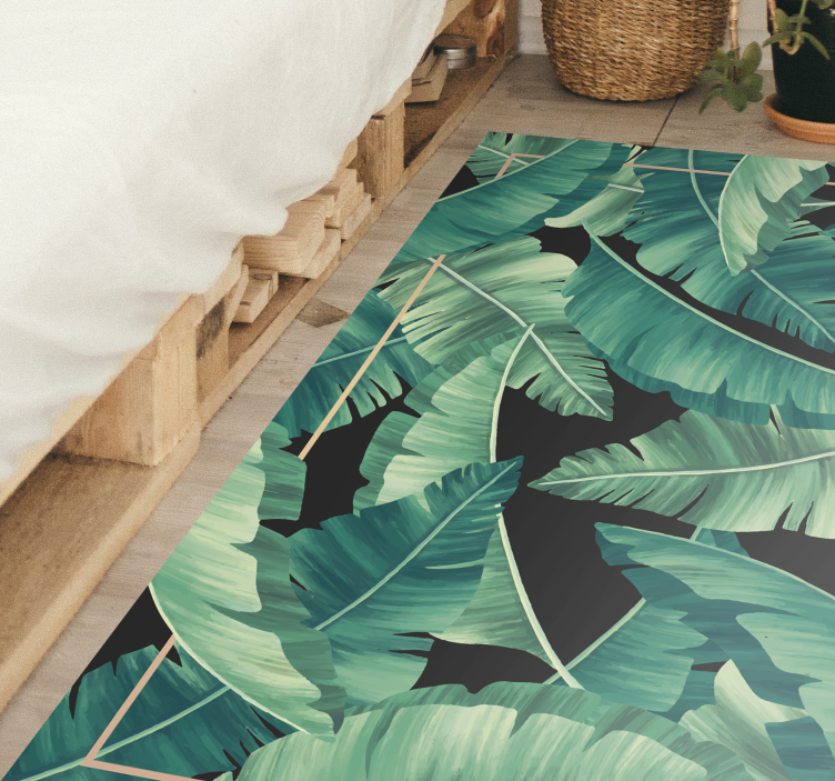 Alfombra vinílica naturaleza motivos de hojas tropicales - TenVinilo
