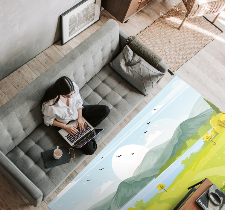 Alfombra vinílica naturaleza paisaje pastoral - TenVinilo