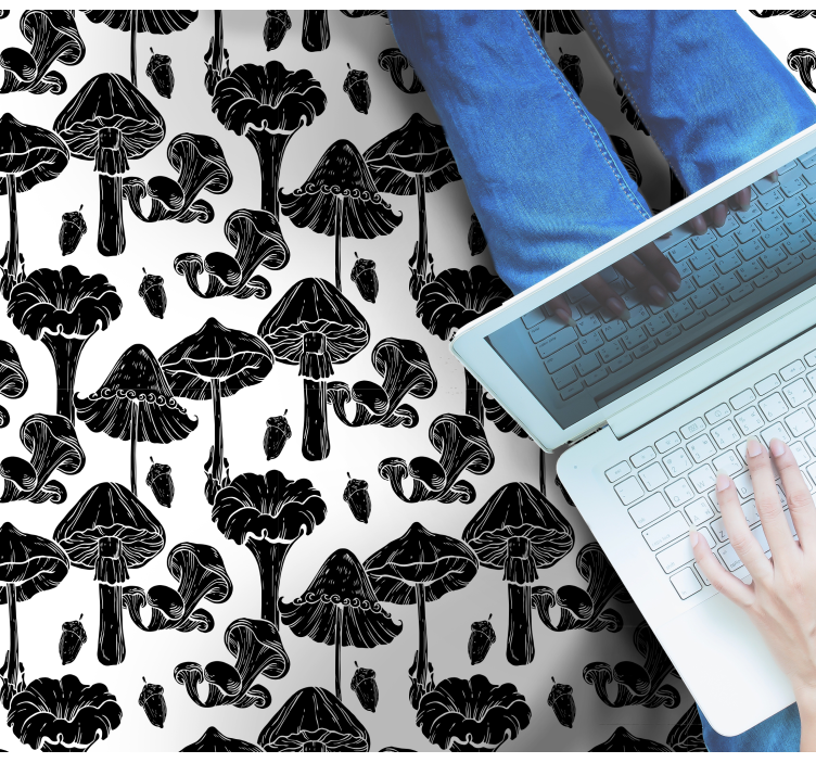 Alfombra vinílica naturaleza patrón de hongo estilizado - TenVinilo