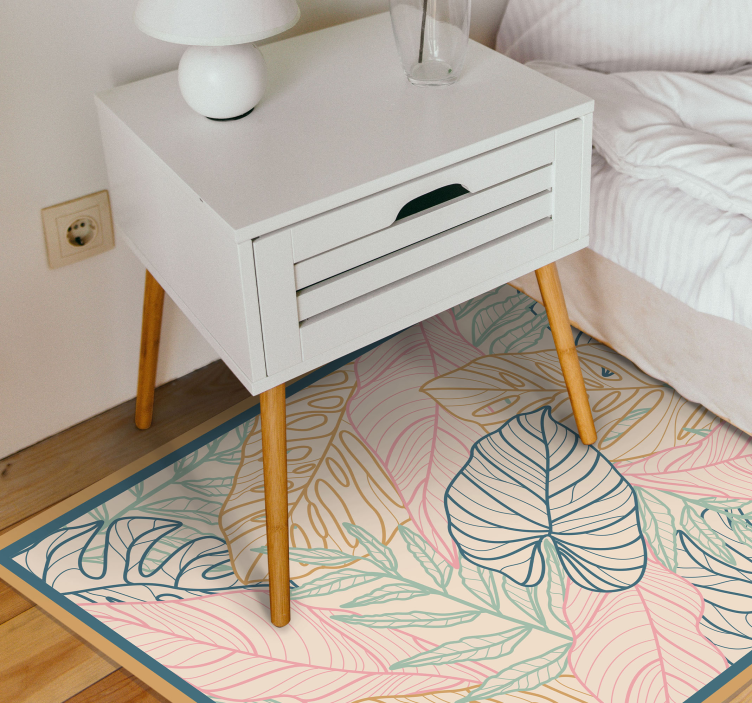 Alfombra vinílica naturaleza patrones tropicales de hojas - TenVinilo