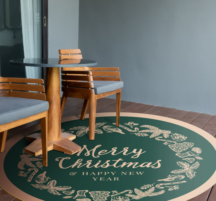 Alfombra vinílica navidad círculo de saludos festivos - TenVinilo