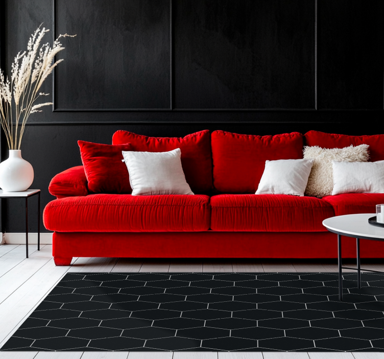 Alfombra vinilica negra mosaico hexagonal - TenVinilo