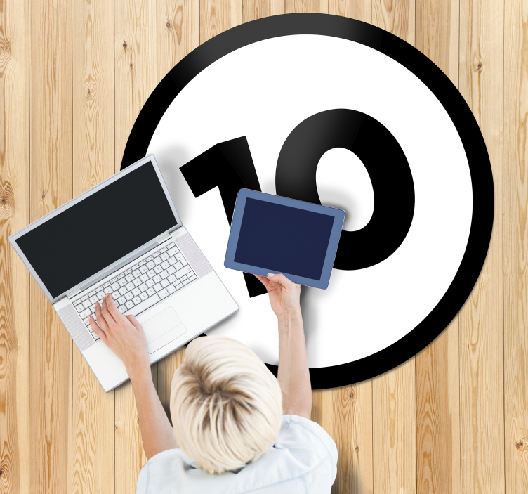 Alfombra vinílica redonda número personalizado - TenVinilo