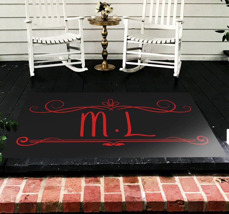 Alfombra vinílica personalizable elegancia monograma - TenVinilo