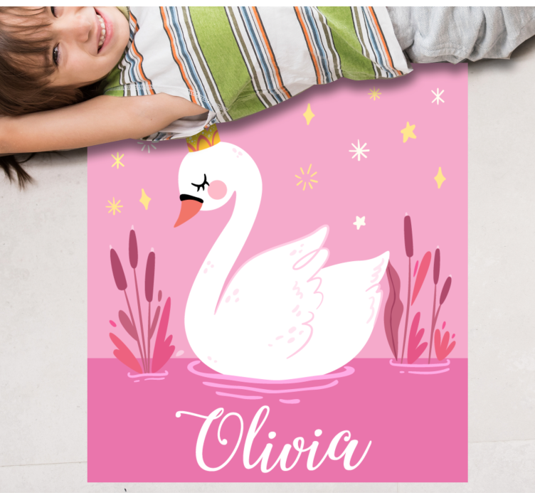 Alfombra vinílica infantil princesa cisne con nombre - TenVinilo