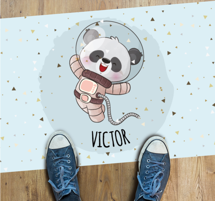 Alfombra vinílica personalizable lindo panda astronauta - TenVinilo