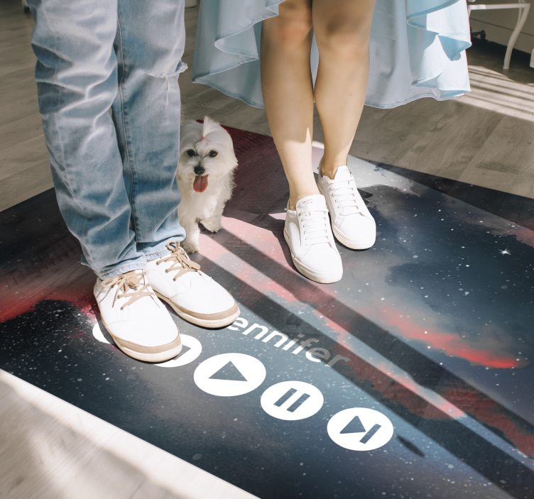 Alfombra vinílica juvenil música personalizada espacial - TenVinilo